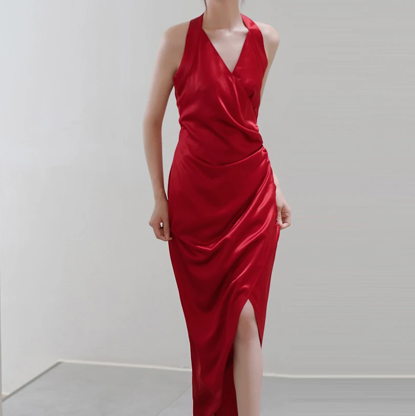 Индивидуальные высококачественные красные винтажные атласные вечерние платья невесты