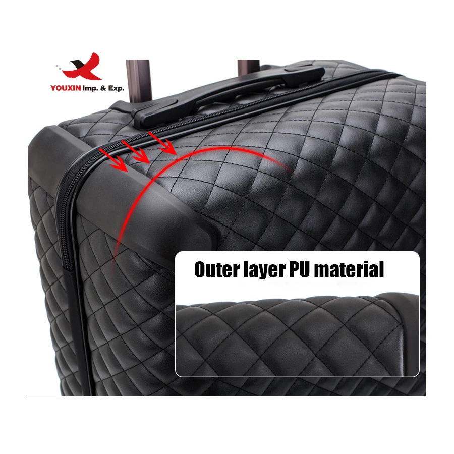 Wholesale Luxury designer custom logo print trolley pu leather travelling bags sets travel suitcases luggage