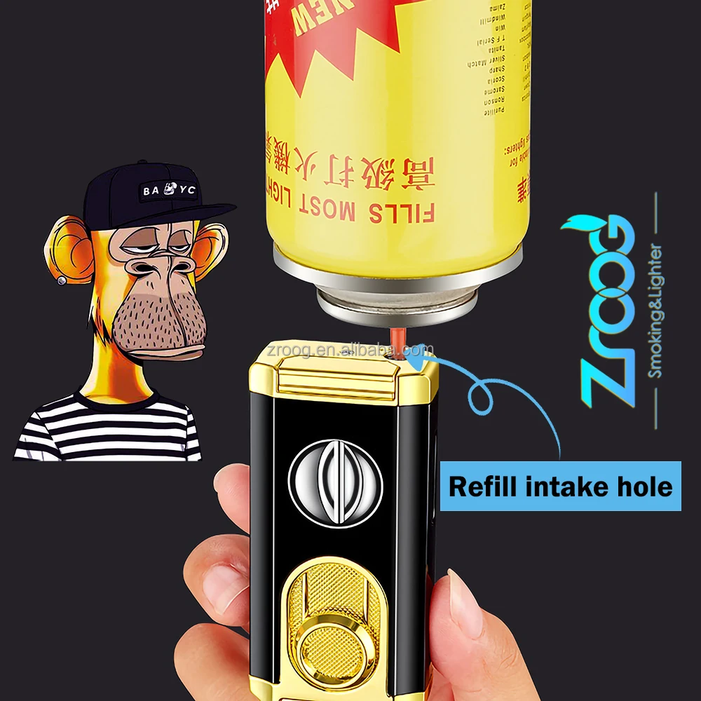 2024 Cigar Lighter New Product Triple Flame Jet Torch Lighter With Lighter Holder And Cigar Cutter