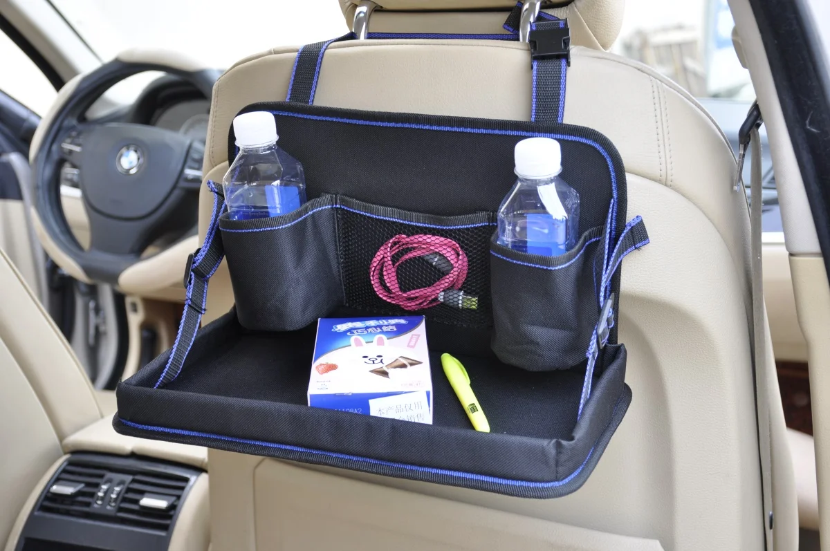 Multifunctional car cup holder expander car back seat storage organizer for cars with foldable table tray