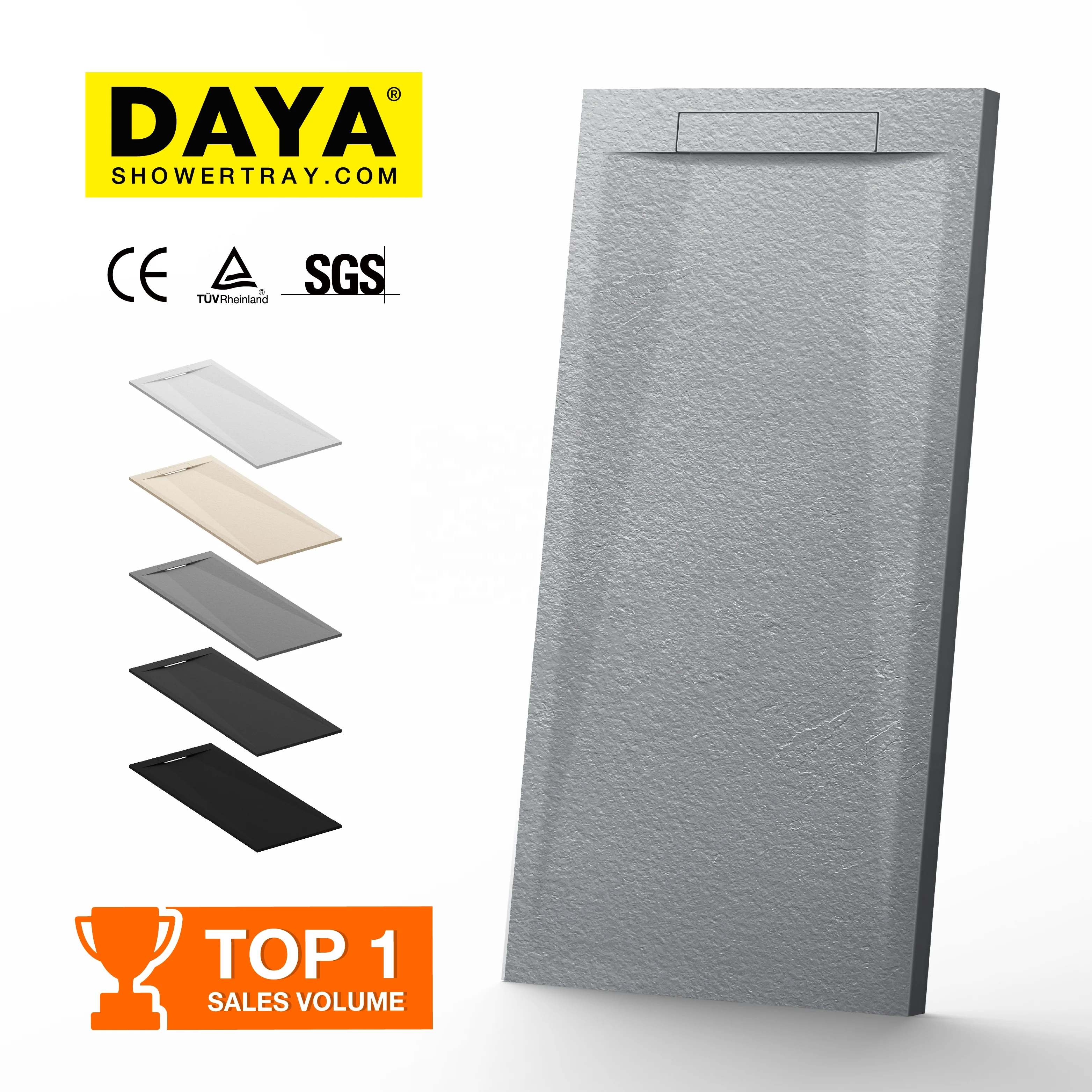 Modern Design Bathroom Tray Grey Antislip Composite Stone Resin Shower Base