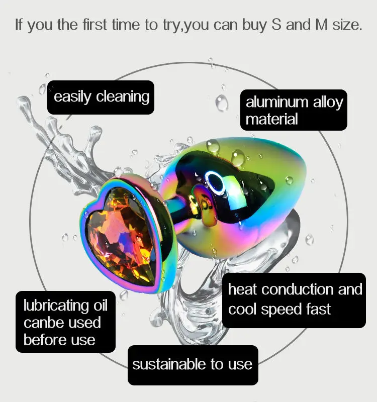 S-hande 3Pcs/Set S M L Metal Anal Butt Plug Stainless Sexy Toy Crystal Jewelry Anal Dildo Fetish Adult Sex Toy Anal Butt Plug