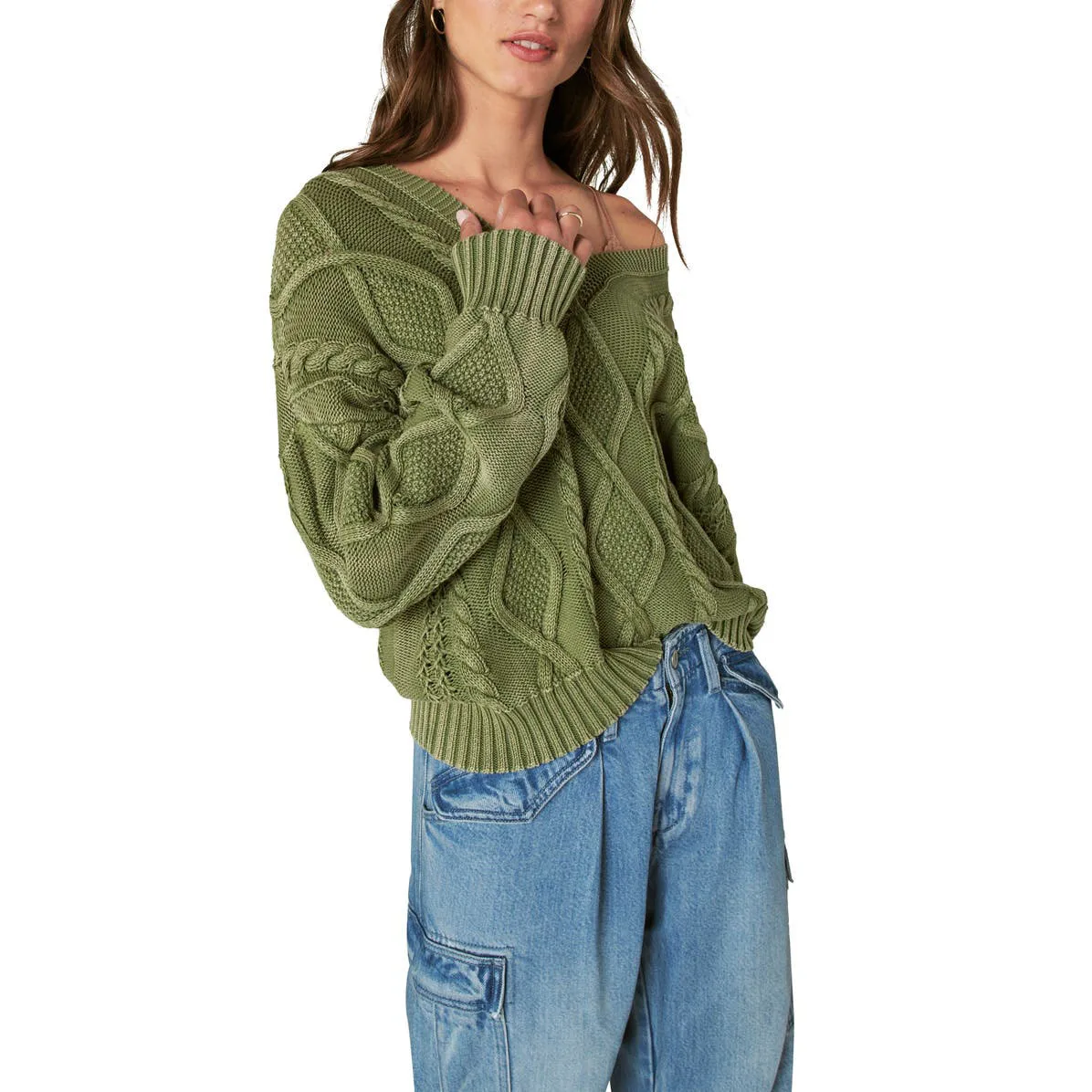 knitwear manufacturer Custom OEM & ODM Acid Wash Sweater women cable knit Jumper long sleeve women custom knit sweater