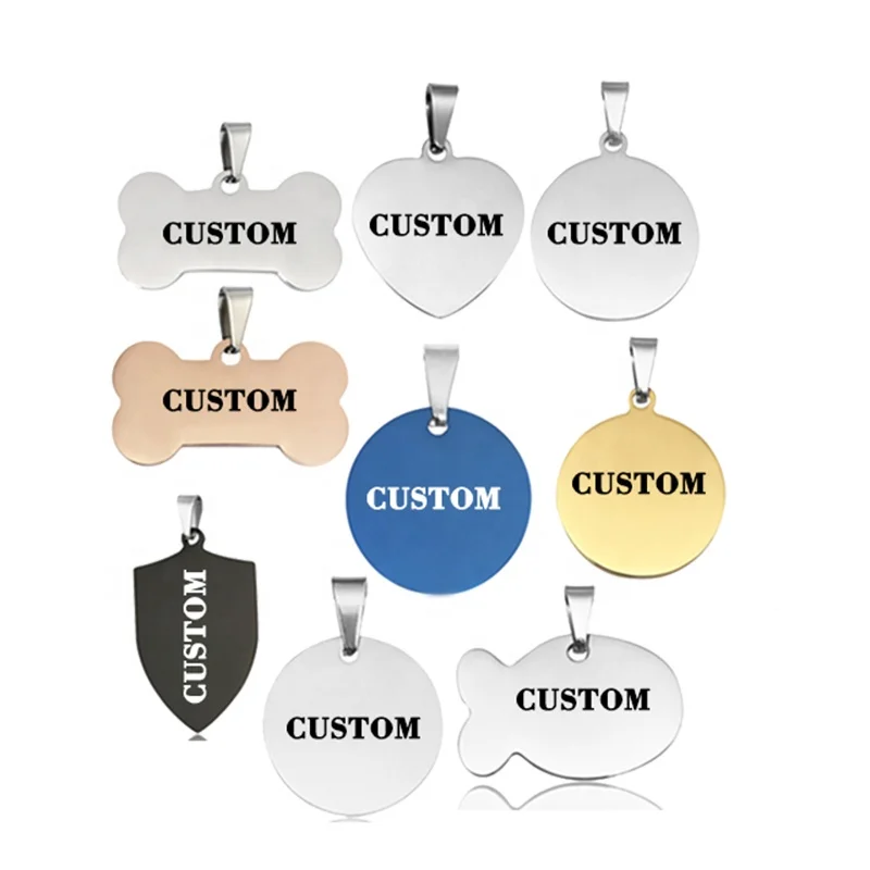 LC693 Customized Logo Collar Dog Tags Name ID Sublimation Engraving Stainless Steel Silencer Pet Blank Bone Puppy Dog Name Tag