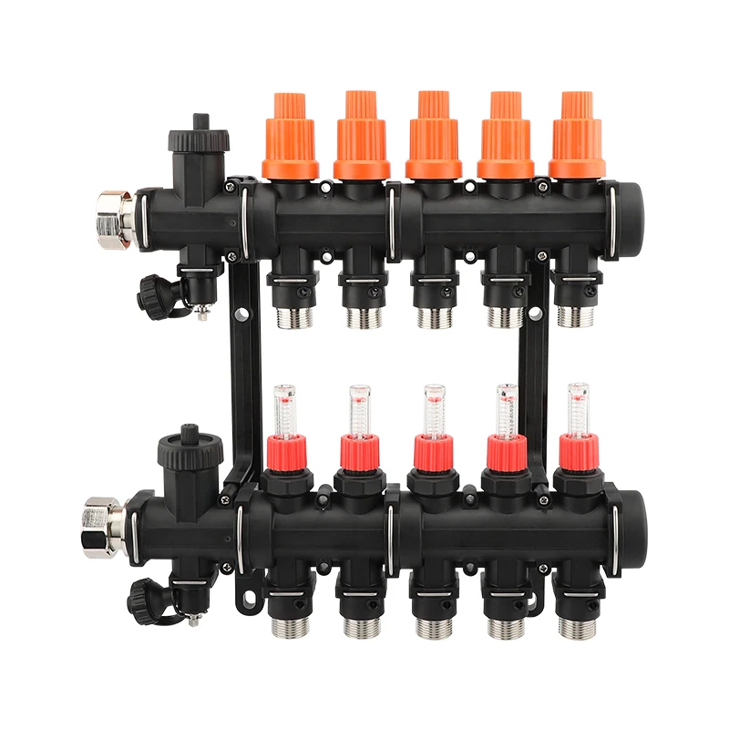 Manual Function Stop Valve and Flow Meter for Water Floor Heating Manifold Temperature Controller for Room or Hotel Application