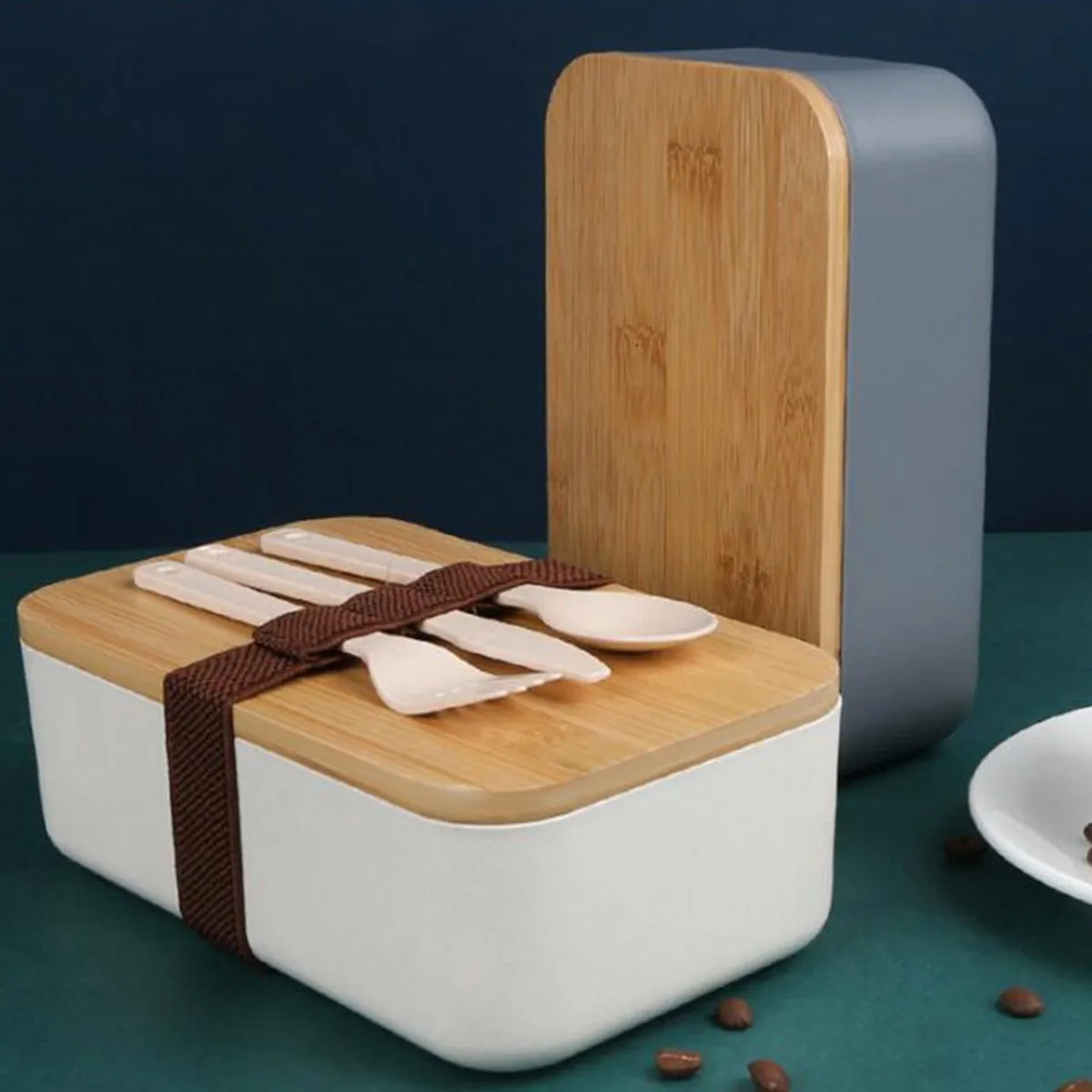 Amazon Biodegradable Wheat Straw Japanese Bamboo Fiber Lunch Box Airtight Food Container With Bamboo Tableware Lid