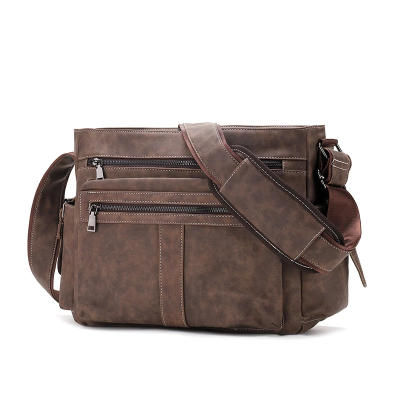 nice custom vintage PU crossbody leather laptop shoulder mens side bags satchel messenger bags for men