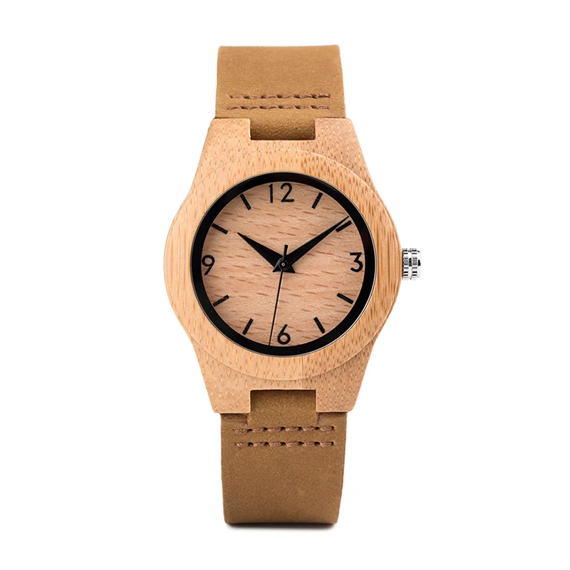  Reloj Para Hombre Best Selling Luxury Wooden Watch Leather Case Back Wood Wrist Watches For Men