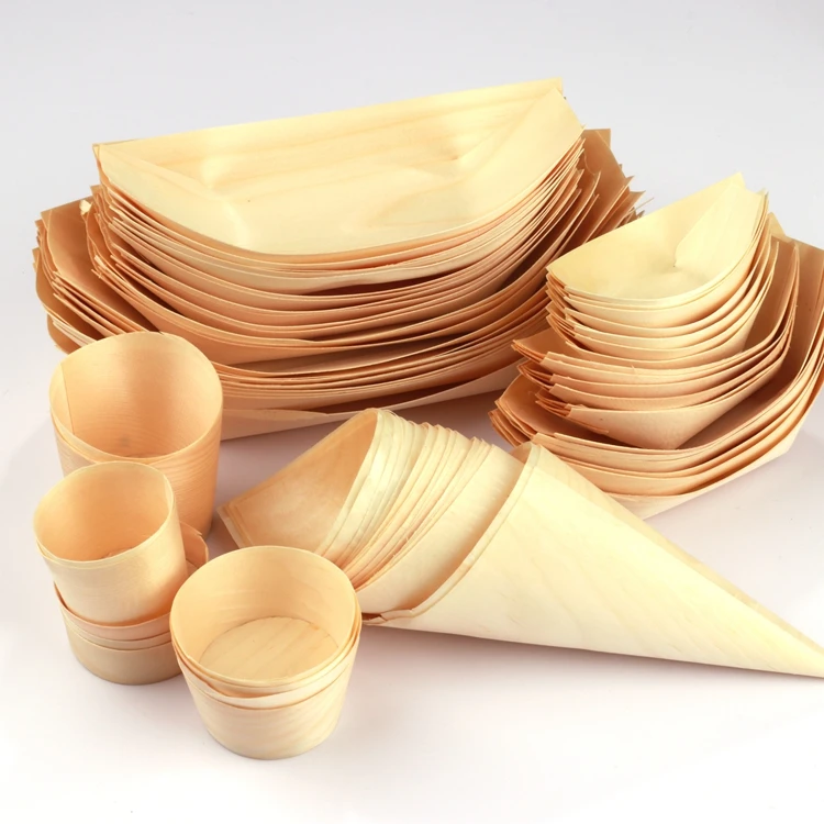 Biodegradable Disposable Wooden Mini Bamboo Sushi  Boat Food Tray For Kitchen