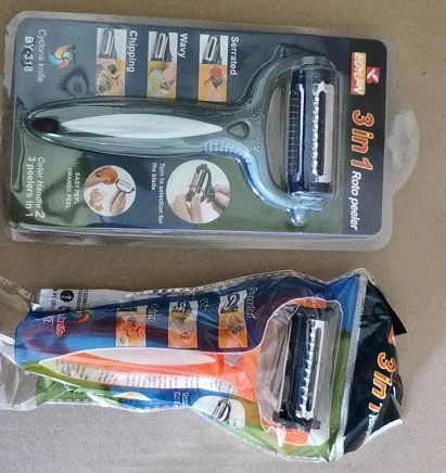 Vegetable Slicer Three Blades Plastic Stainless Steel Manual Peeler