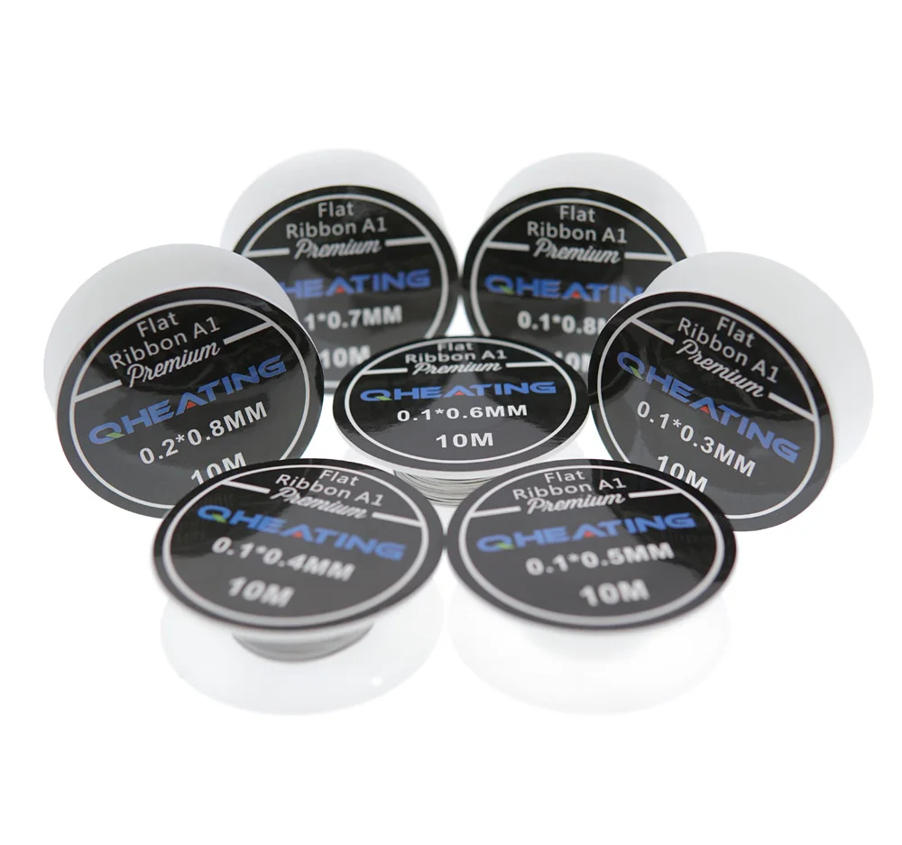 
Wholesale online shopping 0.1*0.3mm/0.1*0.5mm/0.1*0.8mm/0.2*0.8mm 10M/roll vape coil wire ecig KA1 e cigarette Flat ribbon wire 