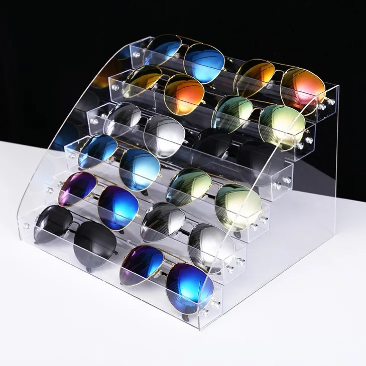 Acrylic Sunglasses Organizer Clear Eyeglasses Display  Rack Case Eyewear Storage Tray Box For Glasses Tabletop Holder Stand