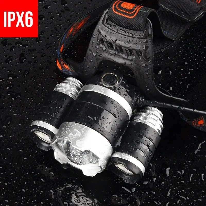 Professional manufacturer led headlamp Bright light T6 High power Aluminum alloy  LED rechargeable adventure headlamp