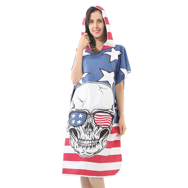 LISO Wholesale Custom Beach Towel Sublimating Printed Hooded Changing Robe Swimming Pool Change Beach Surf Poncho