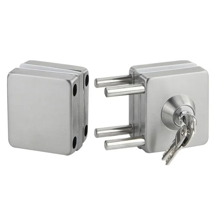 High quality non-opening square stainless steel glass door central lock