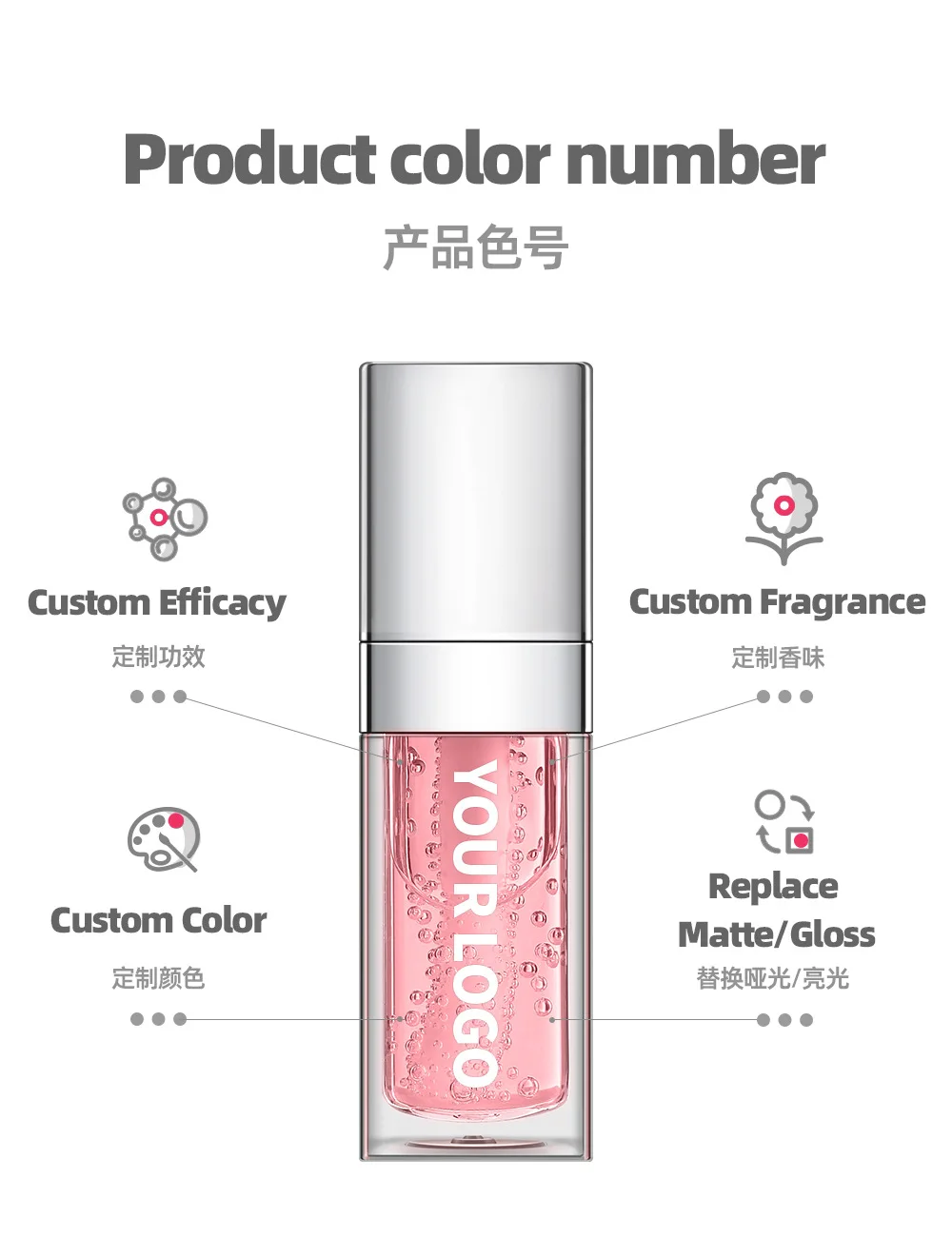 Private Label Waterproof Lip Stain Gloss No-Sticky Hydrating Lip Oil Long-Lasting Moisturizing Transparent Plumping Lip Oil