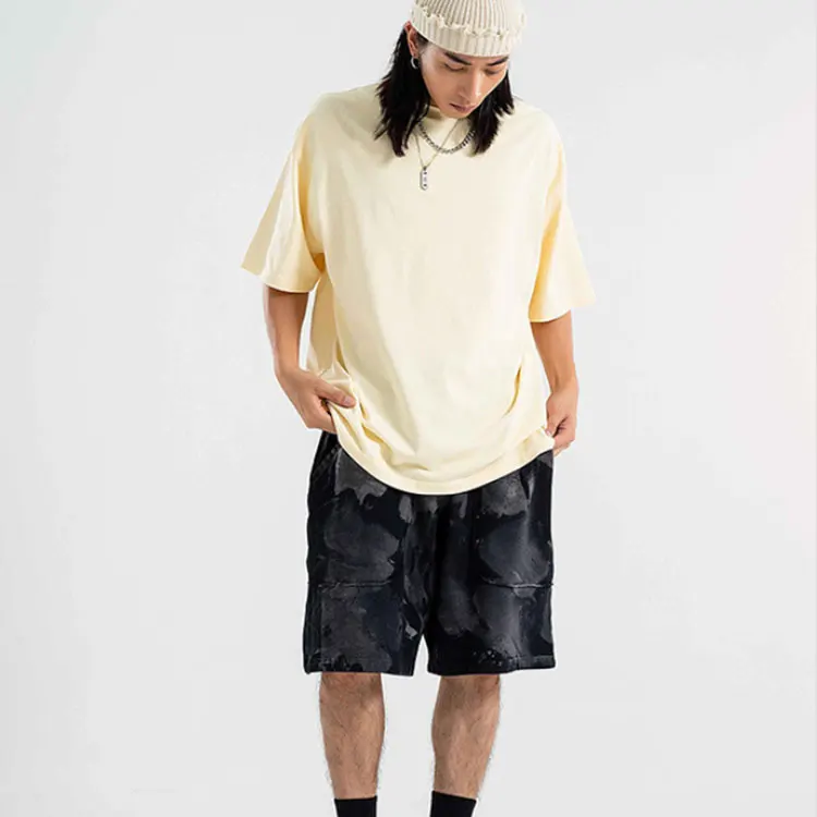 
Wholesale oem custom design 100% cotton oversize gym beige t shirt 