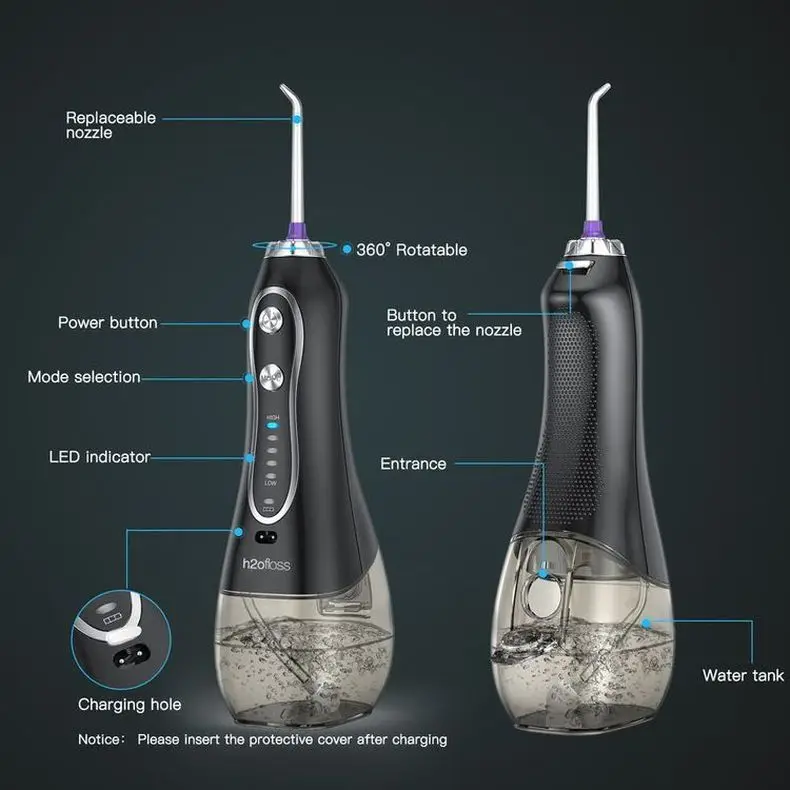 Portable IPX7 Waterproof Teeth Clean Nozzle Dental Care Irrigator Oral Tooth Washing Cleaner H2Ofloss Water Flosser For Teeth