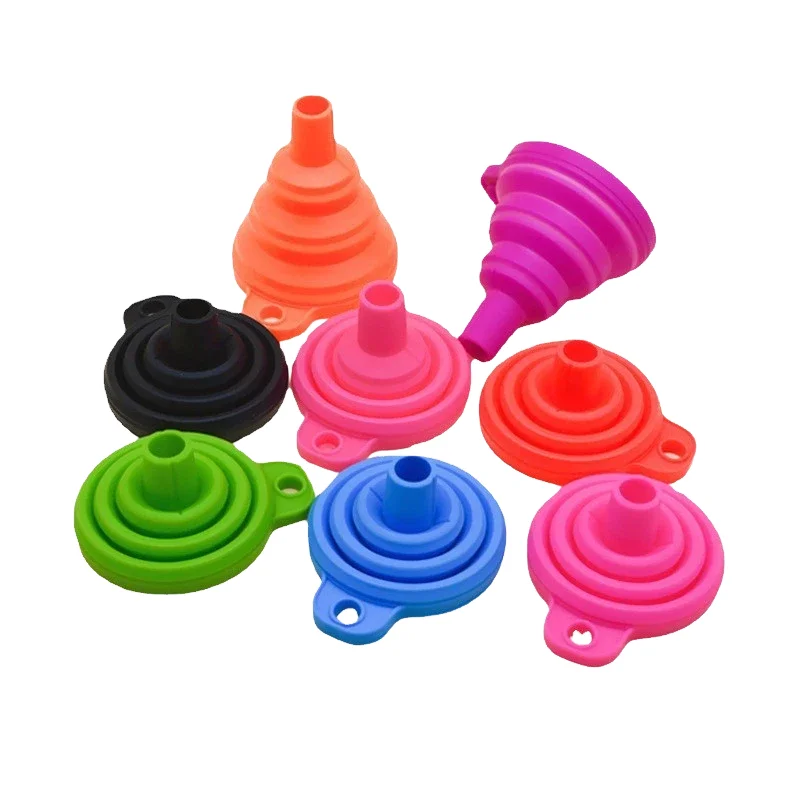 RTS Auto Engine Oil Funnel Universal Telescopic Long Neck Silicone Foldable Car Vehicle Tools