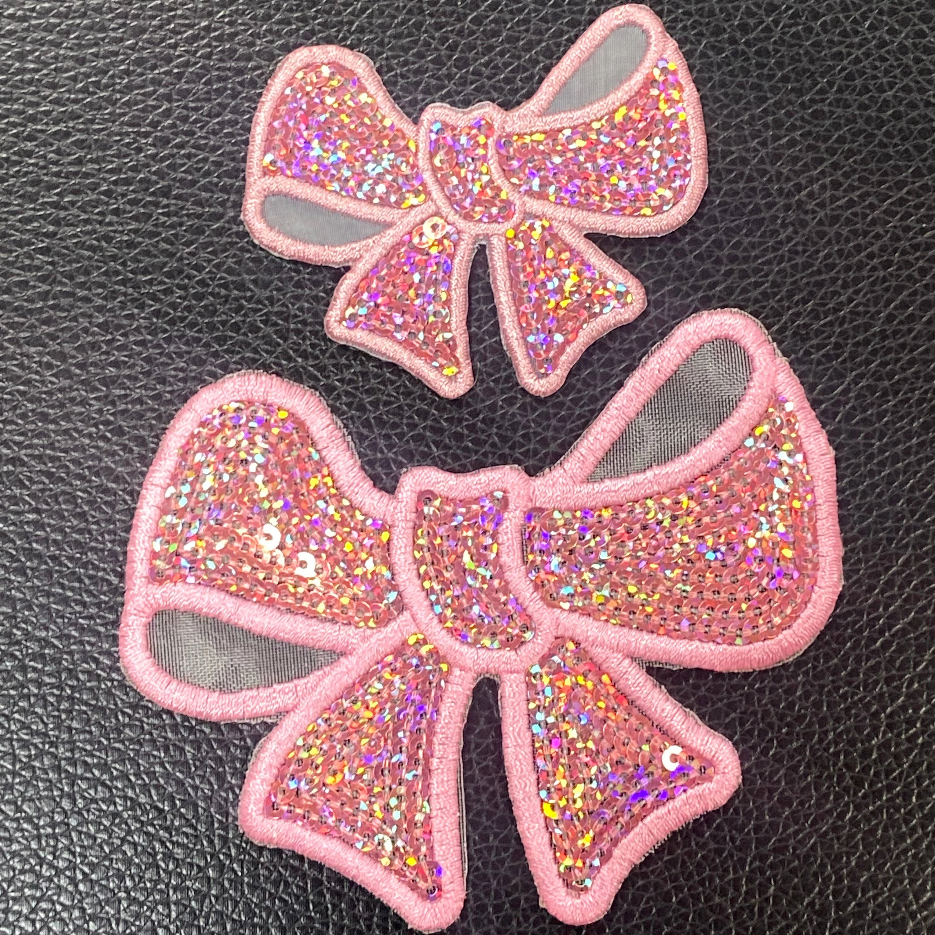 Bow Patch Sequins Patches On Clothes Iron On Sew on Applique Patches For Clothing Garment  Bags Shirts Rhinestone Transfer