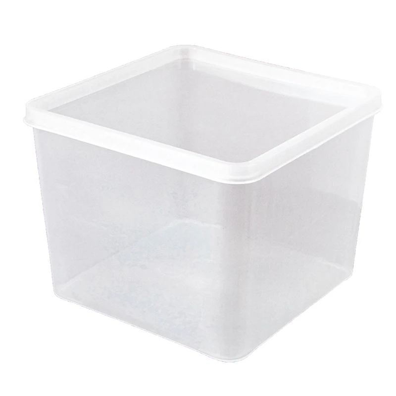 Square transparent plastic storage box kitchen seasoning storage box with lid, fruit food preservation box