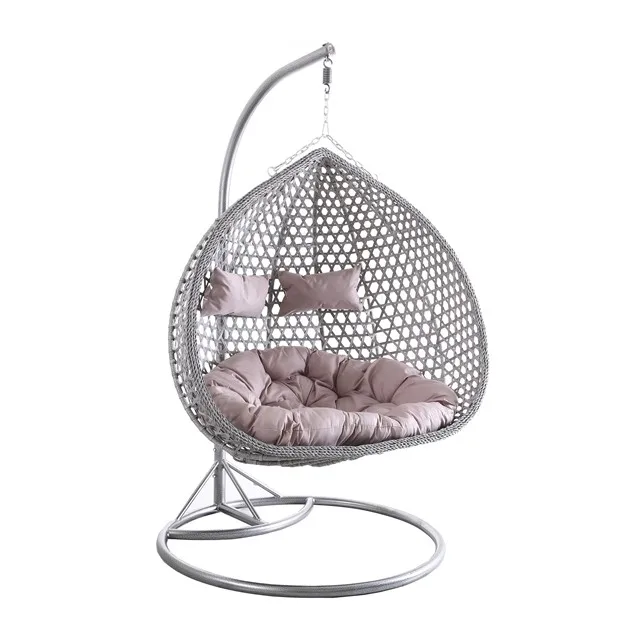 Egg Cocoon Hanging Swing Chair Metal Stand Patio Wicker Rattan W Armrest Outdoor Furniture