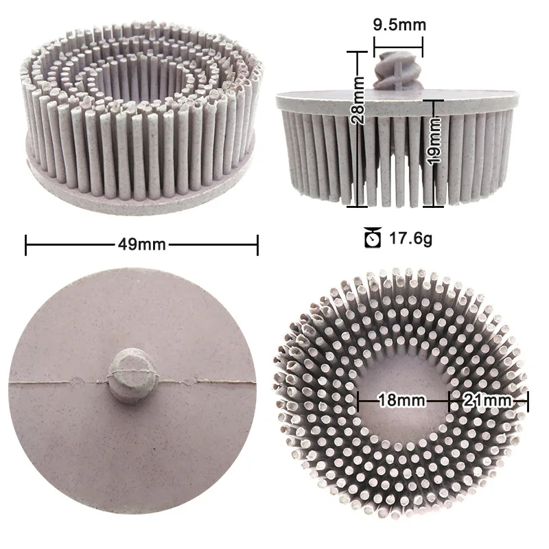 Abrasive Emery Rubber Bristle Disc ,1/4 Inch Shank for Metal Deburring Polishing Blending Cleaning Rust Removal