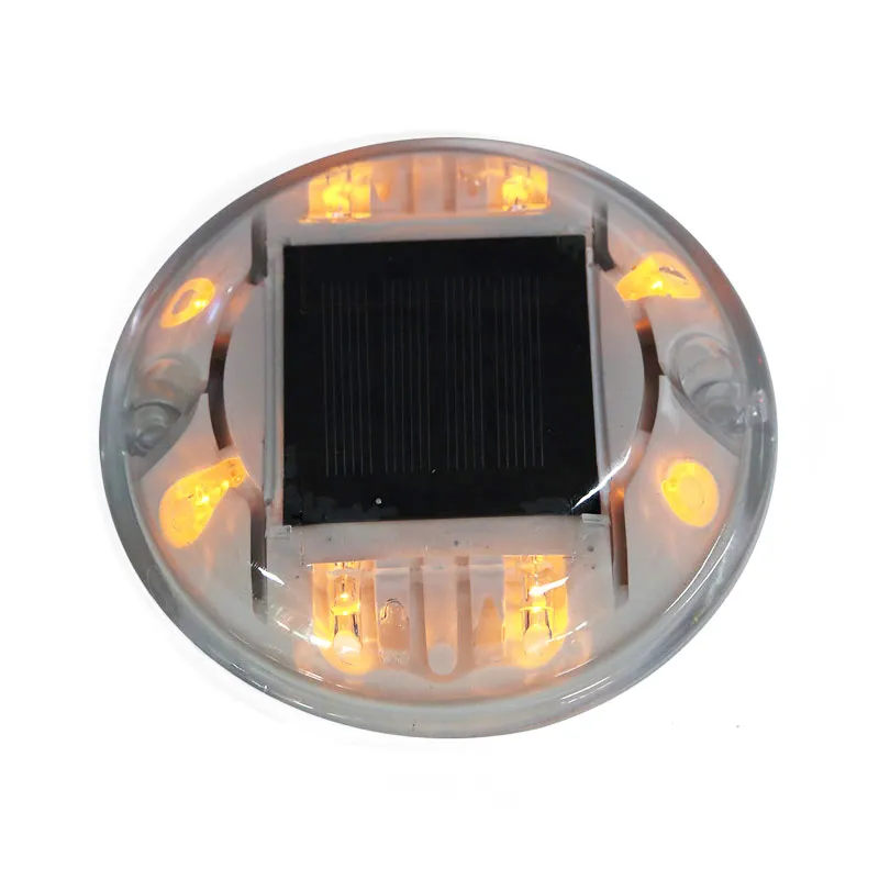 8 LEDs PC Material Housing Traffic Warning High Pressure Resistance Shell Round Pavement Marker Light Flashing Solar Road Stud
