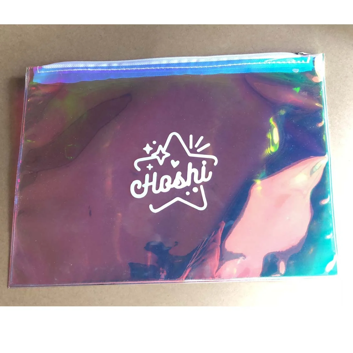 Holographic Clear plastic Colorful Glitter Confetti Powder Laser PVC Cosmetic Messenger File Envelope Pouch Bag