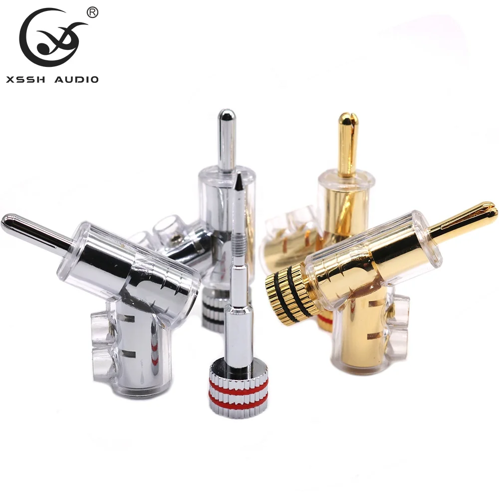 Adapter YIVO XSSH Audio OEM HIFI Power Amplifier Speaker Brass Gun-type 6mm Gold or Rhodium Banana Plug Connector for DIY Cable