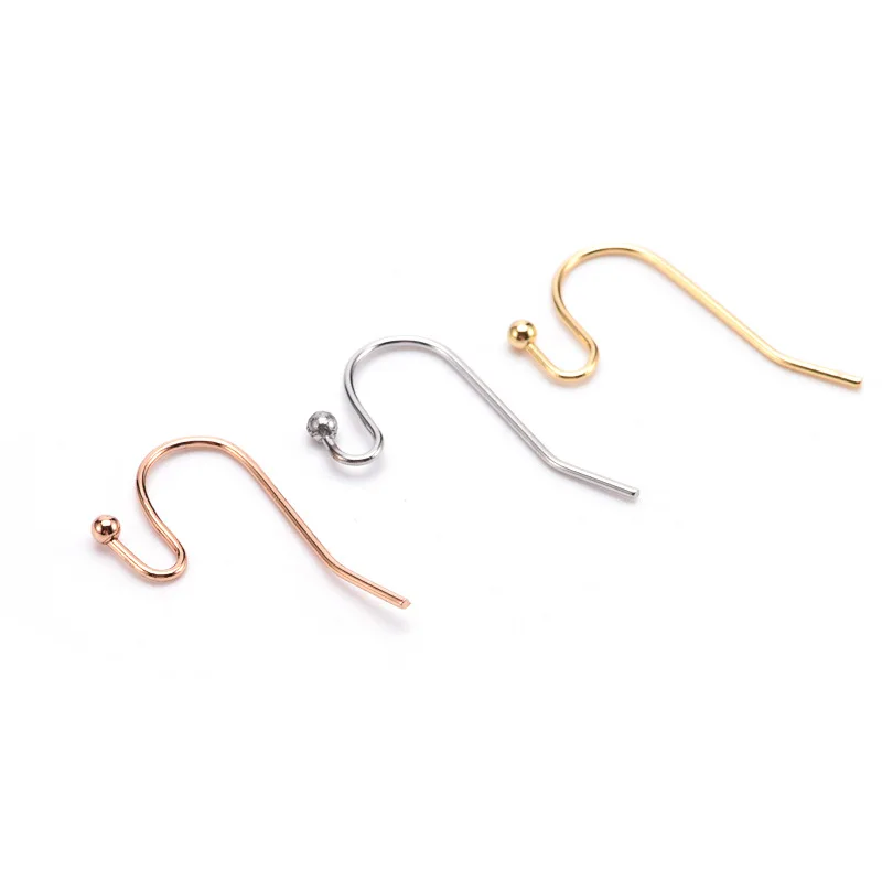 Jewelry findings ear wires with a small bead 316L stainless steel simple S shaped earring hook for jewelry making