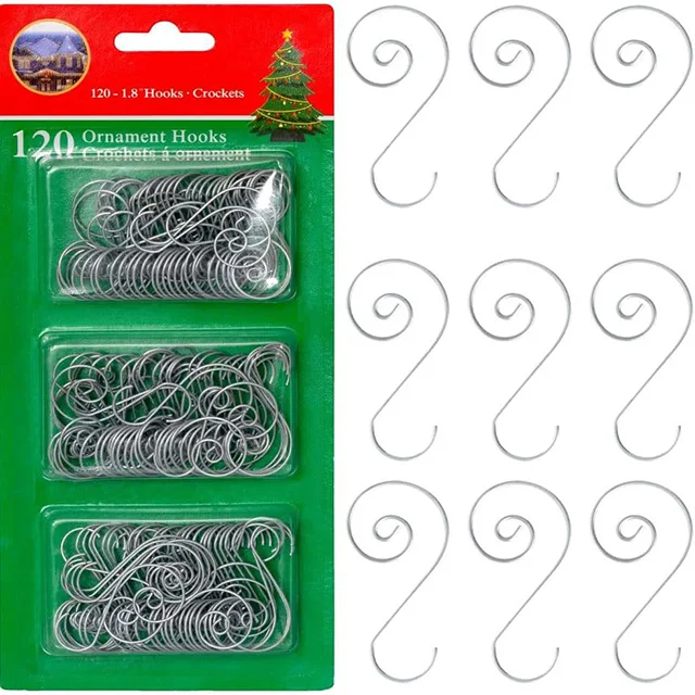 Silver Stainless steel S shape Christmas Tree Ornament Hangers Metal Wire Hangers for Hanging Decorations pack of 20pcs