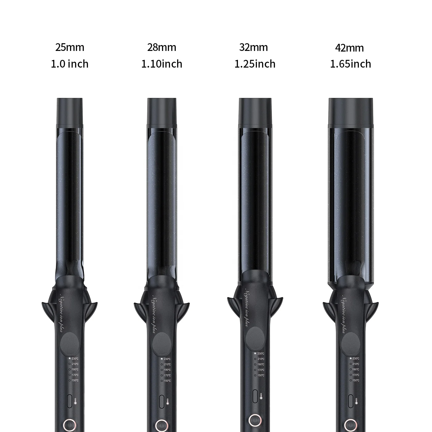 Professional Hair Curler 1/1.1/1.25/1.65 Inch Hair Curling Iron with Clipped Tourmaline Ceramic Barrel