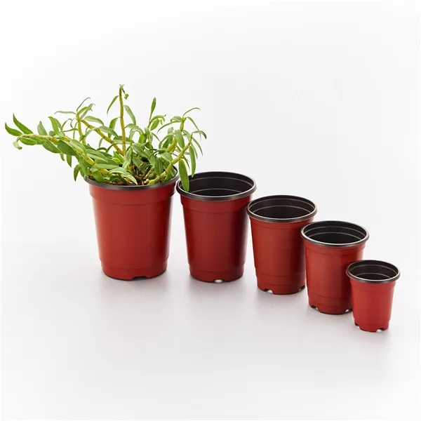 JQ Bn160 Red Pp Plastic Double Color Flower Pot For Nursery Plant