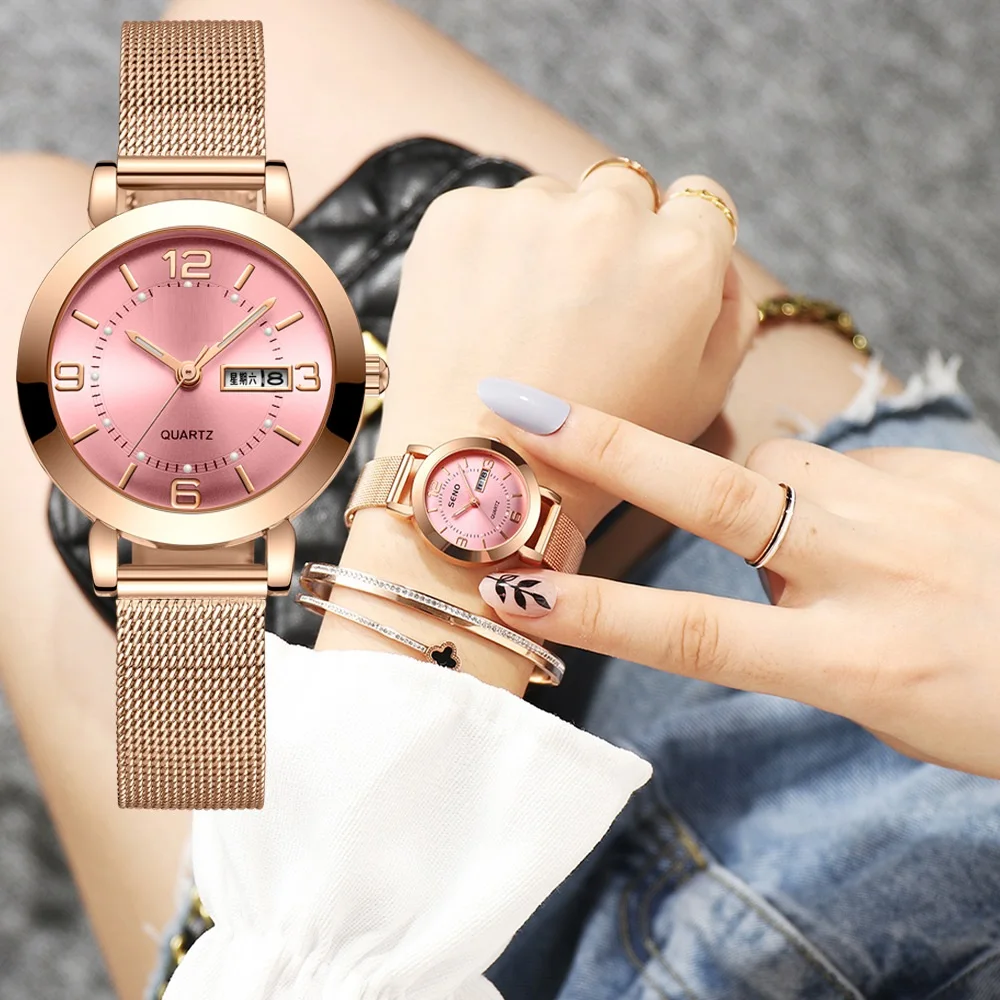 Wholesale Analog Watches Movement Reloj De Mujer Ladies Watches Buy Online Pink White Dial wrist watches for women