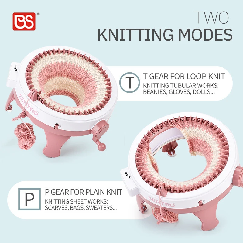 BS DIY Hat Knitting Machine Double Weaving Magic Loop Looms Stars Cylinder Kids Wool Toy Handcraft With 48 Needles Rotating