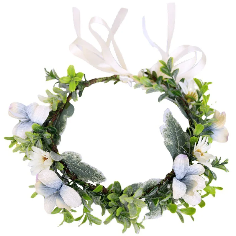 Wreaths Bride wedding green headband Bridesmaids flower child hair accessories Pastoral hair headpieces Seaside hair accessories