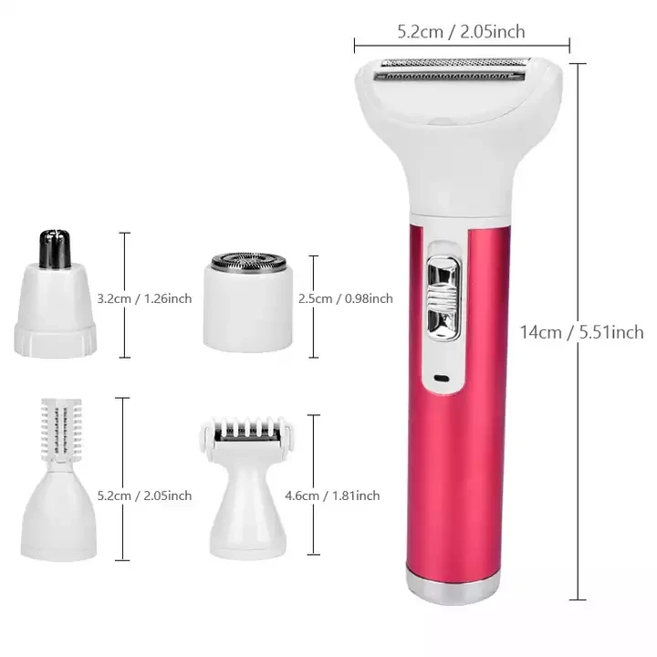 5 in 1 Electric Hair Remover Rechargeable Lady Shaver Nose Hair Trimmer Eyebrow Shaper Leg Armpit Bikini Trimmer Women Epilator