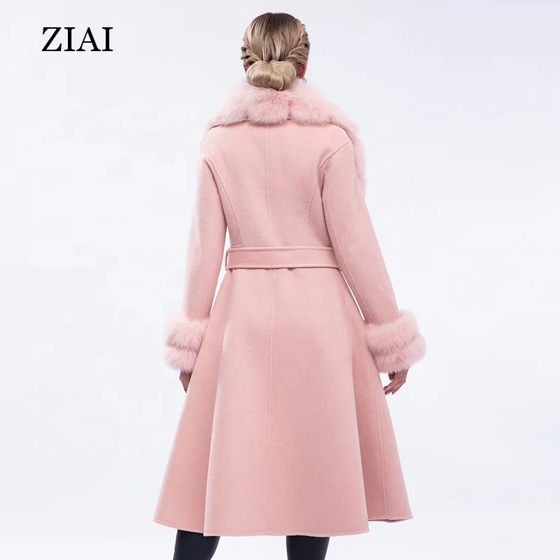 High quality jackets women wool winter double breasted blend ladies pea coat cashmere wool trench coat