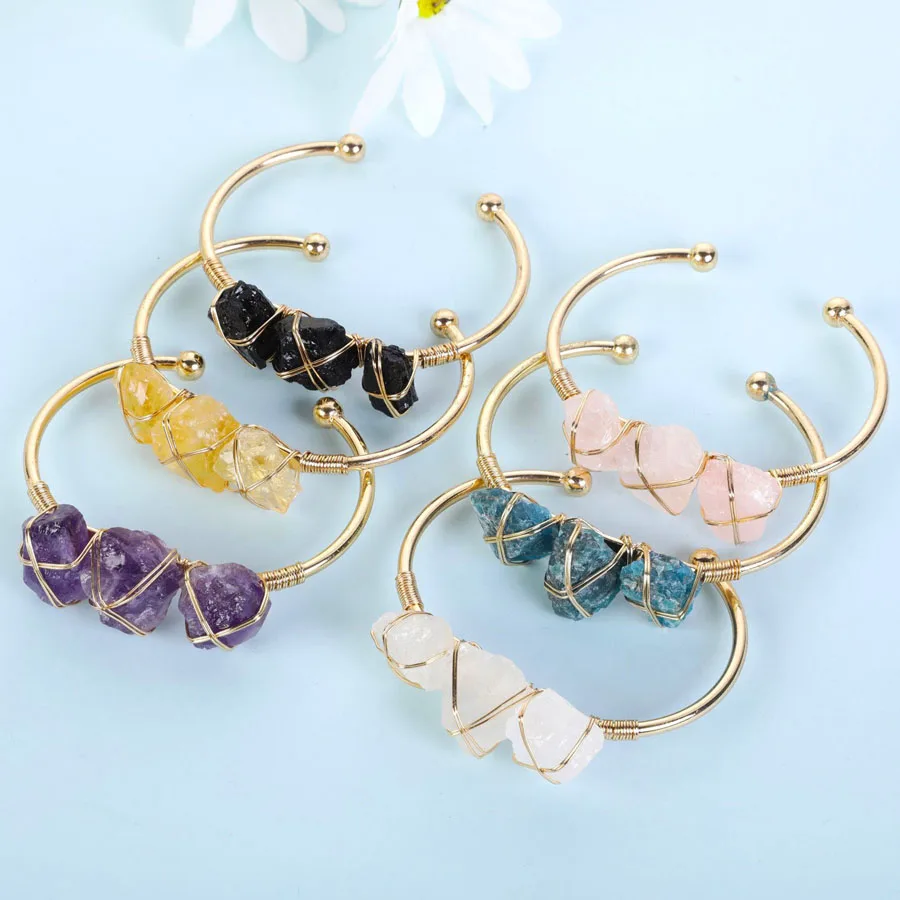 Оптовая продажа браслеты с асимметрическим натуральным кристаллом и аметистом