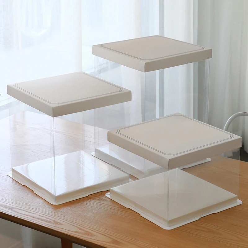 
Eco-friendly Material Gift Packing Box Container Double Filmed Plastic Cake Decoration Supplies 