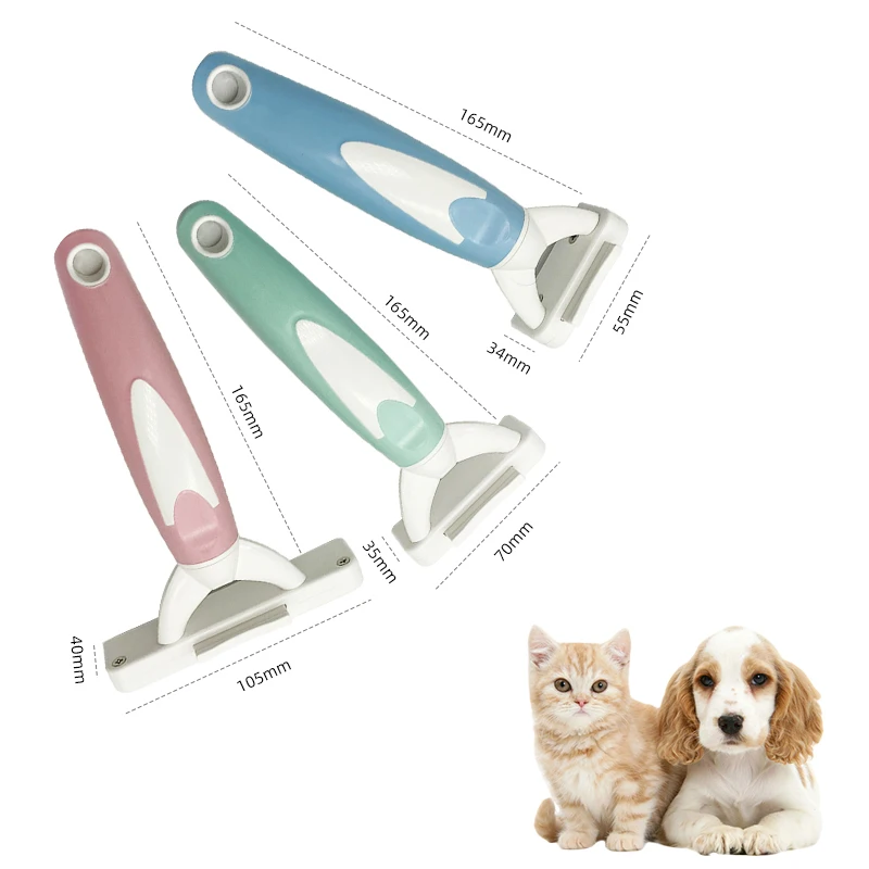 Wholesale fur self-cleaning remover pet dog hair knife brush pets one click button brush for pets