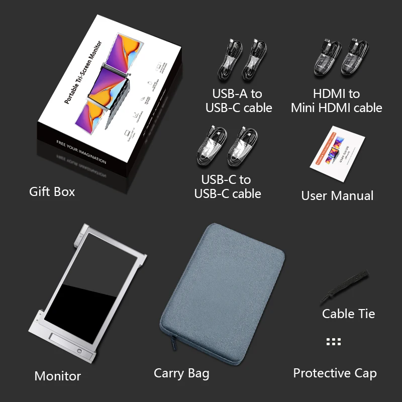 Portable Monitor Laptop Screen Extender 11.6 Dual Display FHD IPS Monitor Extender for Compatible with 13-16' Mac PC/Notebook