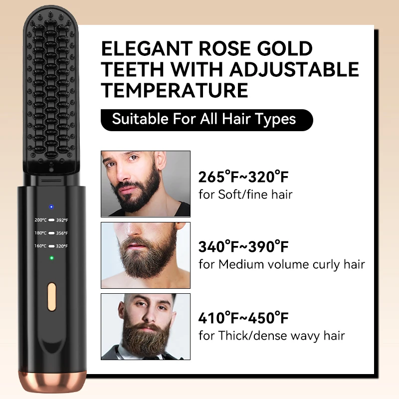 2 In 1 Hair Curler Flat Iron Wireless Electric Hot Comb Hair Straightener Cordless Hair Straightener Brush