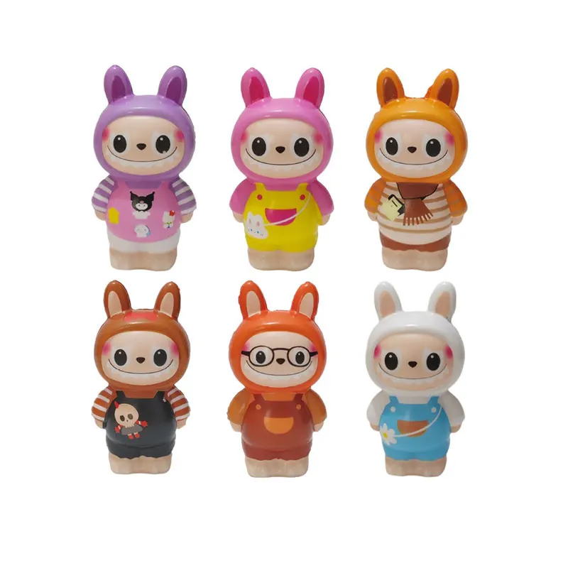 RuunJoy 12cm Mini Labubu Decompression Toy Soft Slow Rebound Standing Anime Figure Doll Cute Christmas Gifts Relieve Anxiety Toy