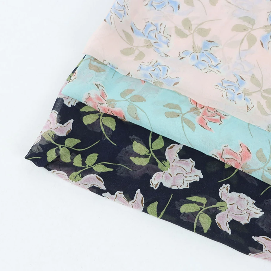 2023 chiffon fabric print  Of New Design somali dirac polyester printed silk somali dirac fabric silk chiffon fabric print boho