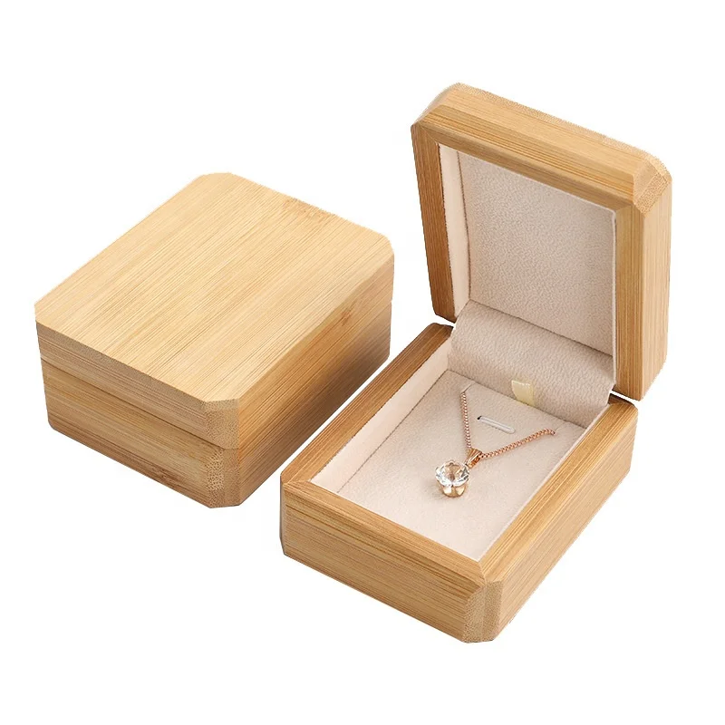 Bamboo Wood Jewelry Ornaments Ring Bracelet Necklace Box Packaging Gift Box 50 Wooden Box Customized Logo Opp Bag Rectangle 001