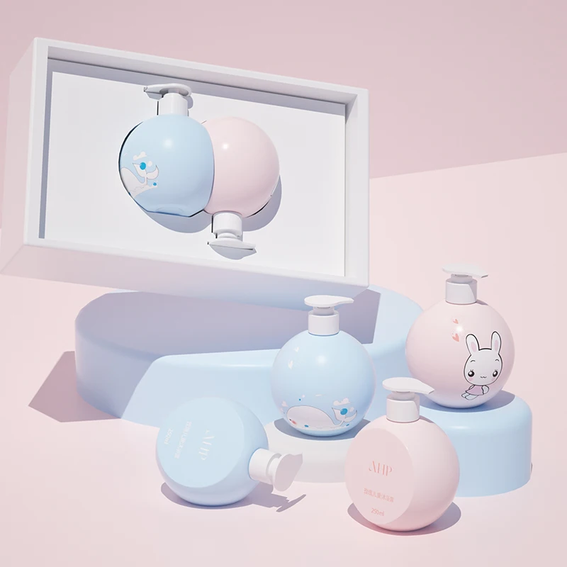 luxury baby shampoo body wash lotion shampoo pump bottle kid skincare packaging produits cosmetiques pour bebe
