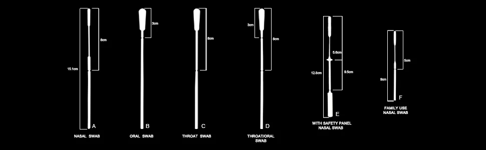 medical sterile nasopharyngeal flocking swabs throat specimen collection transport sampling nasal cotton swab