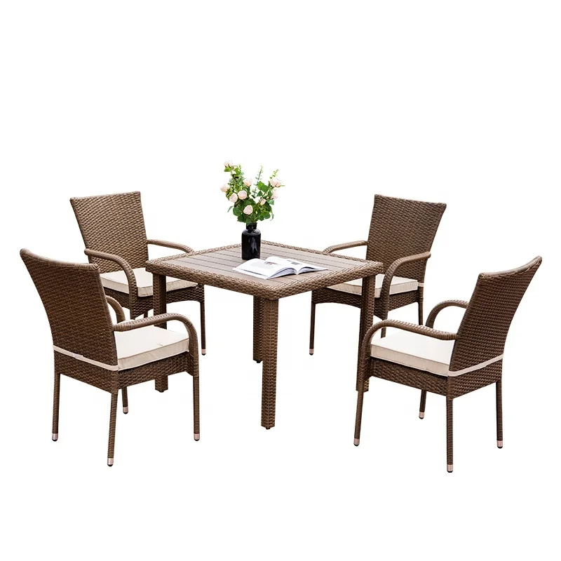 
Outdoor Garden Furniture Sets Rattan Dining Chair Table 4Seater Wicker Patio Outdoor Furniture 5Pcs Garden Set 